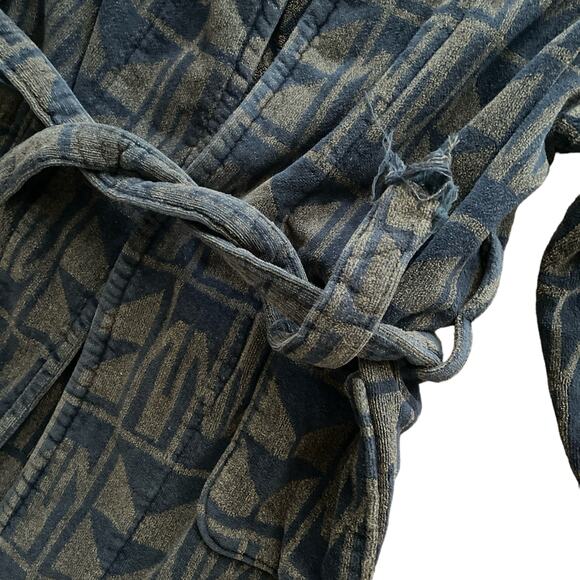 1990s VTG Gray Blue Heavyweight Terry Cloth Robe Turkish Bathrobe Size XL - Picture 4 of 6